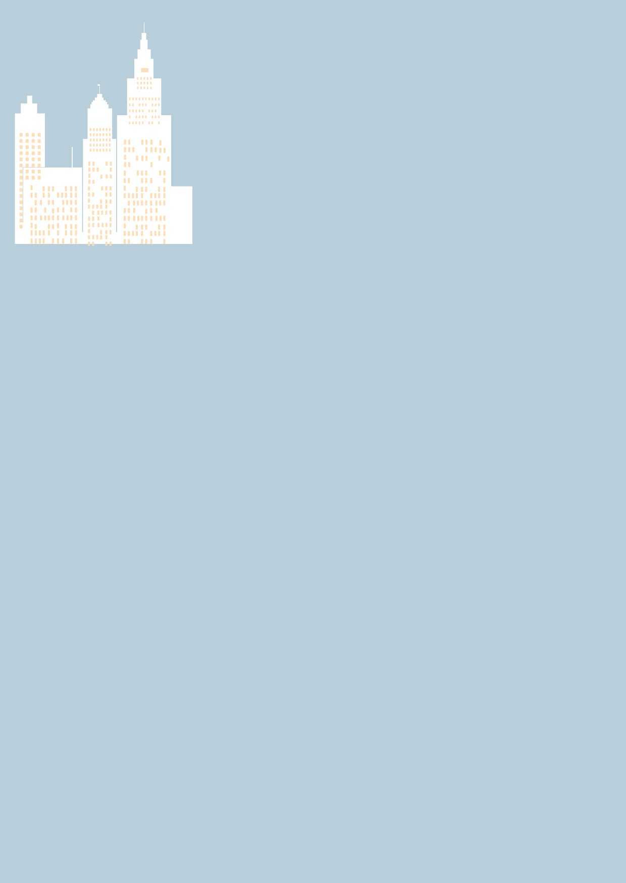 Gezeigt wird eine Innen- oder Zusatzansicht von „Christmas in New York“. Die Szene ist in sanften Blautönen gehalten, die eine winterliche Atmosphäre vermitteln. Im oberen Bereich ist eine stilisierte Skyline von New York in Weiß mit feinen Details abgebildet. Die restliche Fläche bleibt leer und schafft Raum für einen minimalistischen, eleganten Look. Die Typografie ist modern und klar, was den zeitgenössischen Charakter des Designs unterstreicht.