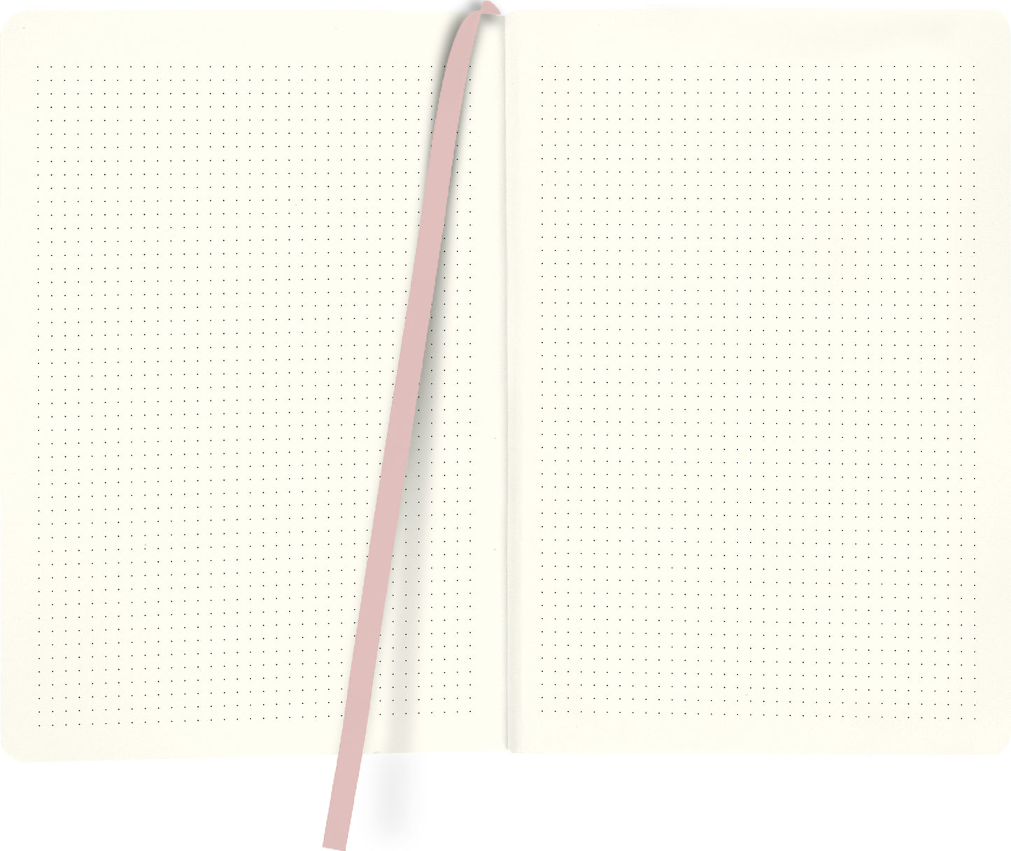 Gezeigt wird eine Innen- oder Zusatzansicht von „myNOTES Notizbuch A5: Abenteuer beginnen da, wo Pläne enden“. Die Ansicht zeigt zwei Seiten des Notizbuchs in sanftem Beige mit feinen, punktierten Linien in hellgrau, die den Raum für Notizen strukturieren. In der Mitte befindet sich ein zartes, rosa Lesezeichen. Die klare Typografie und der schlichte, elegante Stil unterstreichen die Funktionalität und Kreativität des Notizbuchs.