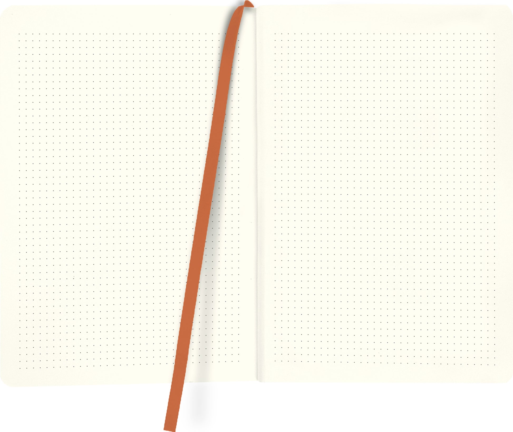 Gezeigt wird eine Innen- oder Zusatzansicht von „myNOTES Notizbuch A5: Life is beautiful“. Die Seiten sind in einem sanften Beige gehalten und mit einem feinen Punktmuster versehen, das eine übersichtliche Struktur bietet. In der Mitte des Notizbuchs verläuft ein orangefarbenes Leseband, das farbliche Akzente setzt. Die Typografie ist schlicht und klar, was die Nutzung und das Schreiben erleichtert.