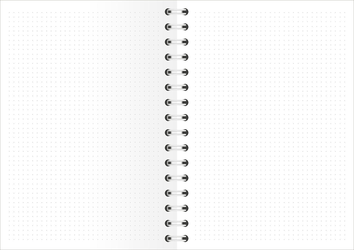 Gezeigt wird eine Innen- oder Zusatzansicht von „myNOTES Papeterie: Ringbuch Naturschätze“. Die Seiten des Ringbuchs sind in hellem, mattem Weiß mit dezenten, grauen Punktmustern gestaltet. Die Lochung für den Ringbinder ist zentral positioniert, wodurch eine übersichtliche Handhabung ermöglicht wird. Die schlichte Typografie unterstützt die Klarheit und den modernen Look des Produkts, das sowohl für Notizen als auch für kreative Entwürfe genutzt werden kann.