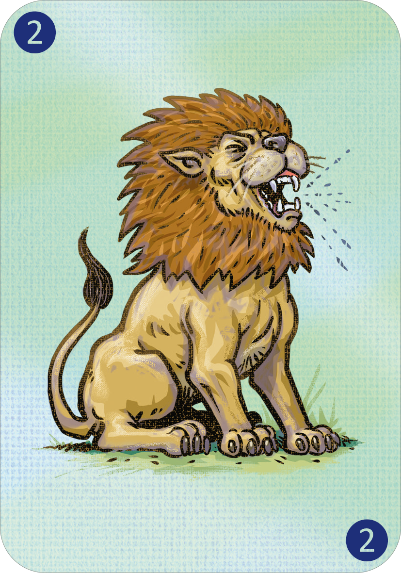 Gezeigt wird eine Innen- oder Zusatzansicht von „Spinn dich aus – Tiergeschichten“. Die Illustration zeigt einen lächelnden Löwen mit einer üppigen, braunen Mähne. Das Tier sitzt auf einer grünen Wiese und ist vor einem sanften, hellgrünen Hintergrund positioniert. Die Farben sind lebendig, mit einem Fokus auf warmen Brauntönen und einem freundlichen Ausdruck. Die Zahl „2“ ist in einem blauen Kreis oben links platziert, was zur klaren, kinderfreundlichen Gestaltung beiträgt.