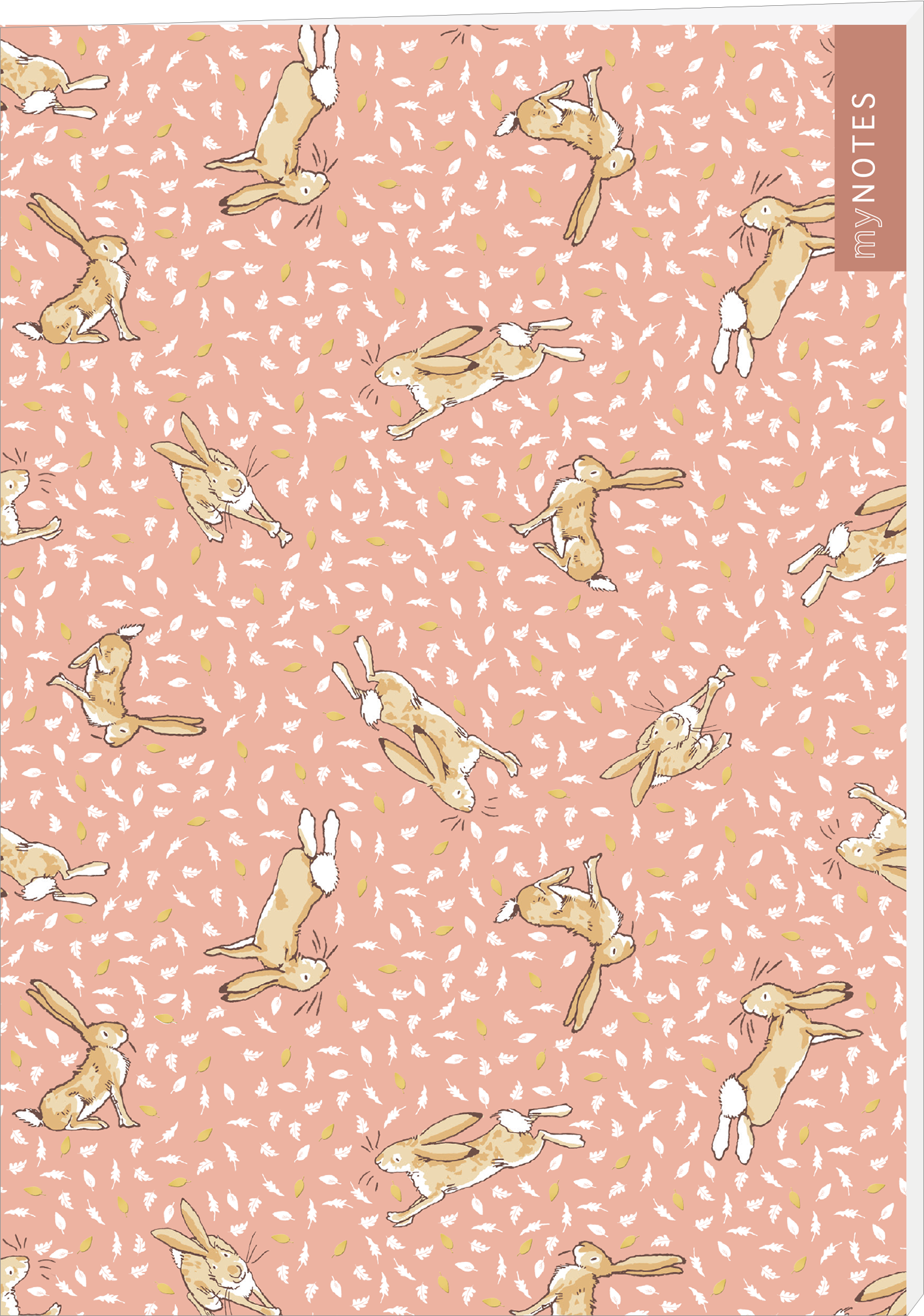 Das Cover zeigt einen sanften, rosafarbenen Hintergrund, der mit Illustrationen von verschiedenen Hasen in neutralen Tönen verziert ist. Die Hasen sind spielerisch angeordnet und vermitteln eine heitere Atmosphäre. Oben rechts befindet sich der Schriftzug „my NOTES“ in einer modernen, klaren Typografie. Ganz unten mittig steht der Logoschriftzug von arsEdition.