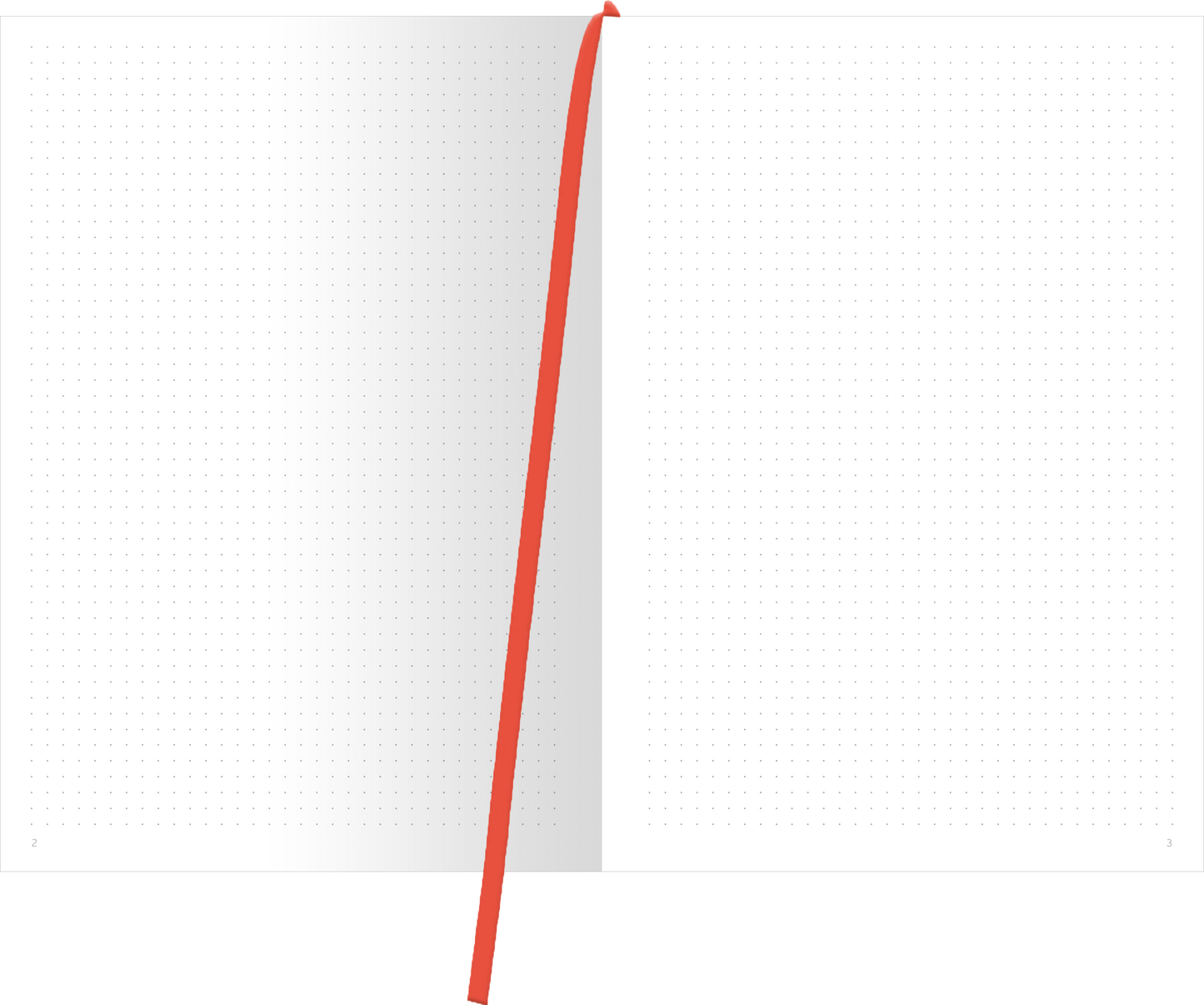 Gezeigt wird eine Innen- oder Zusatzansicht von „myNOTES Papeterie: Der Kleine Prinz Notizbuch A4“. Die Seiten sind im klassischen A4-Format, in sanftem Weiß mit kleinen, hellen Punkten gestaltet, die als Hilfslinien dienen. Ein markanter roter Lesezeichenband verleiht dem Notizbuch eine lebendige Note. Die Typografie ist klar und modern, wodurch eine einfache Lesbarkeit gewährleistet ist.
