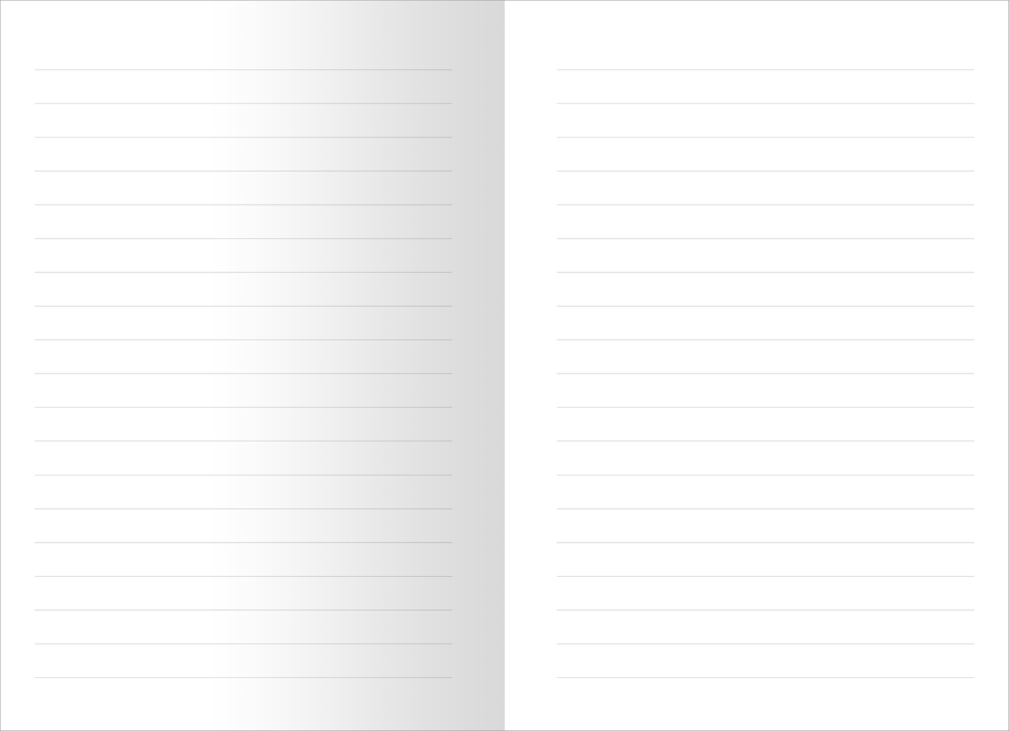 Gezeigt wird eine Innen- oder Zusatzansicht von „myNOTES Papeterie: Der Kleine Prinz Notizheft“. Die doppelseitige Ansicht zeigt unbeschriebene Seiten mit dünnen, horizontalen Linien, die eine klare Struktur bieten. Die Seiten sind in einem sanften Weiß gehalten, was für eine angenehme Lesbarkeit sorgt. Die Schriftart der Linien ist schlicht und klar, ideal zum Schreiben von Notizen. Der schlichte, minimalistische Stil ermöglicht vielseitige Nutzungsmöglichkeiten.
