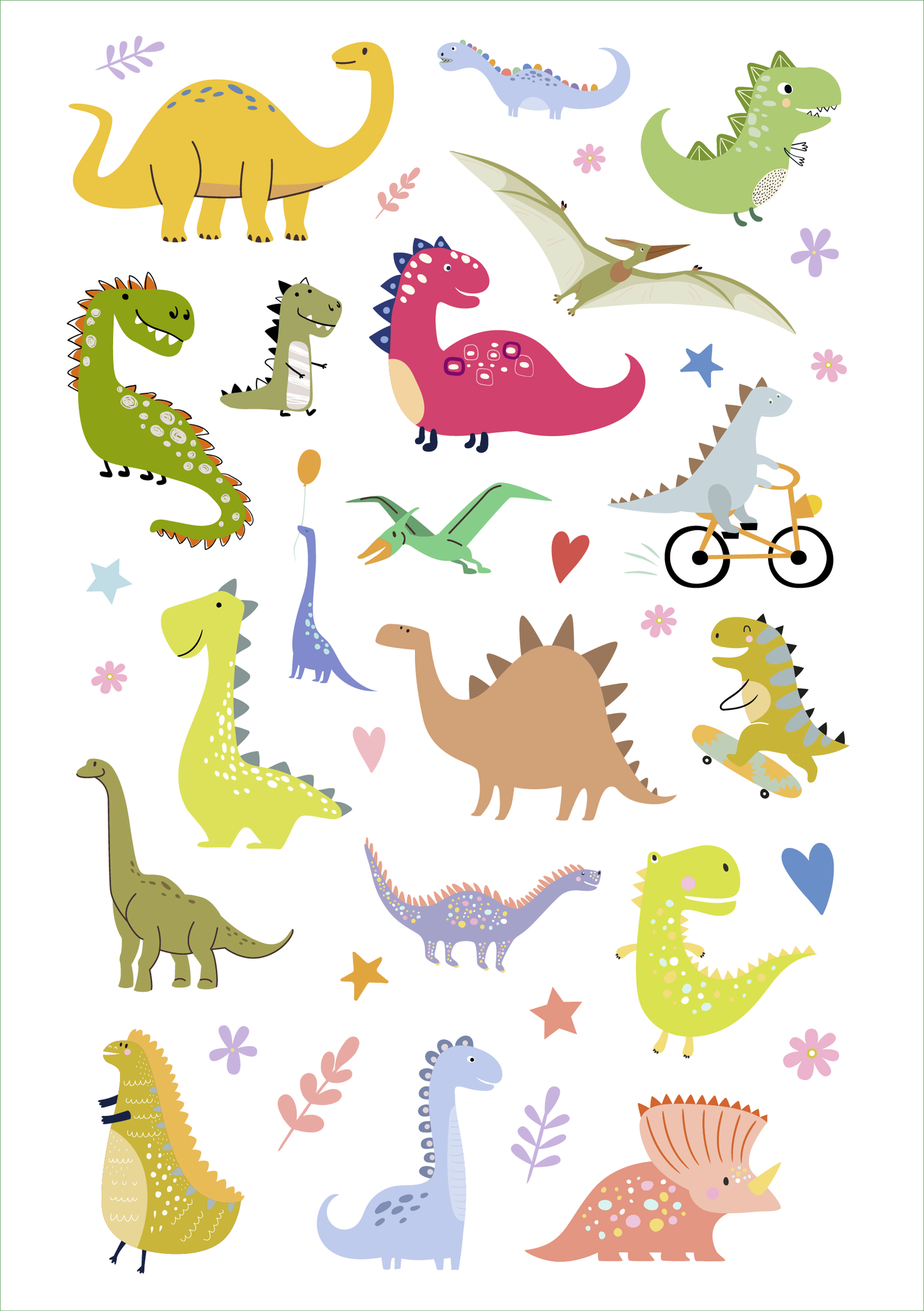 Gezeigt wird eine Innen- oder Zusatzansicht von „Glanz-Sticker – Dinosaurier“.