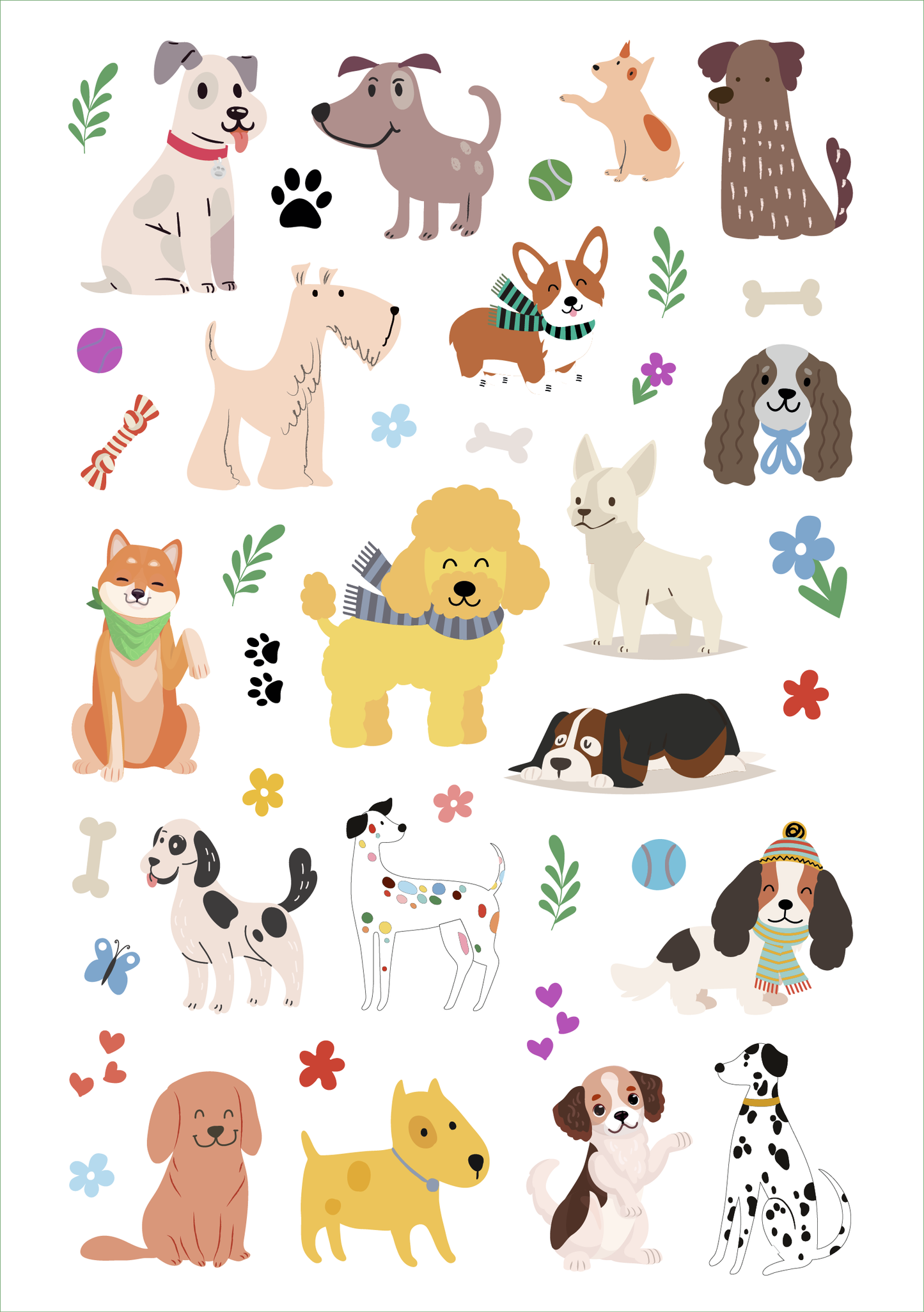 Gezeigt wird eine Innen- oder Zusatzansicht von „Glanz-Sticker – Hunde“.