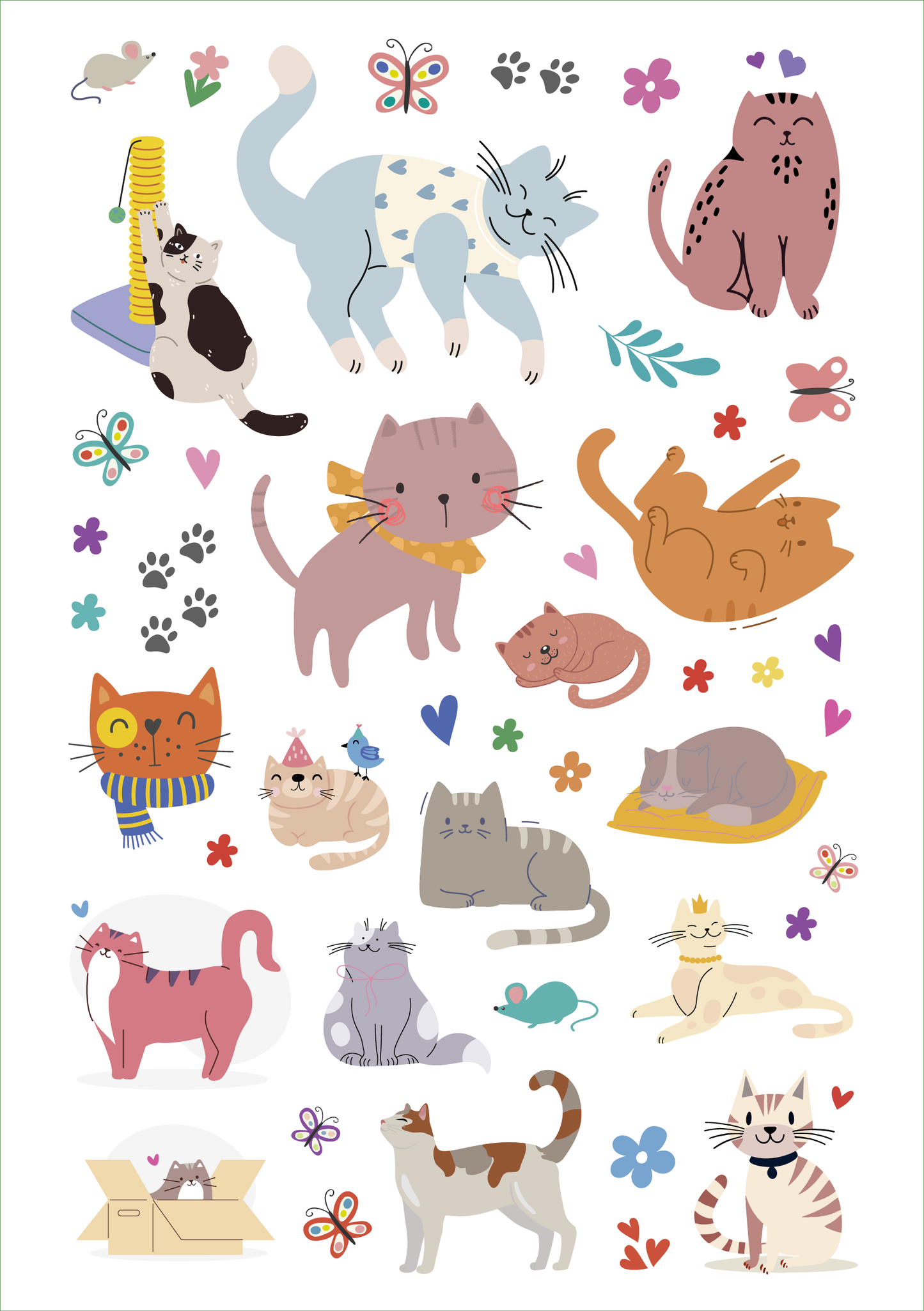 Gezeigt wird eine Innen- oder Zusatzansicht von „Glanz-Sticker – Katzen“.