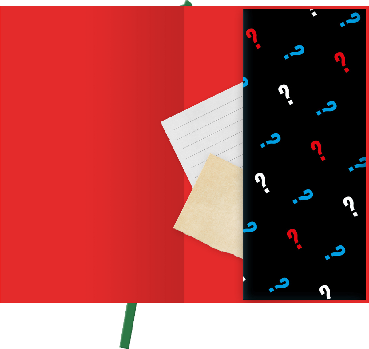 Gezeigt wird eine Innen- oder Zusatzansicht von „myNOTES Papeterie: Notizbuch A6 Die drei ??? – Das Auge des Drachen“.