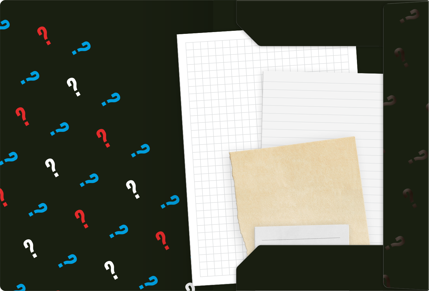 Gezeigt wird eine Innen- oder Zusatzansicht von „myNOTES Papeterie: Sammelmappe Die drei ??? – Phantom aus dem Meer“.