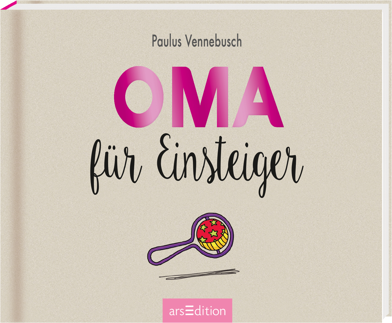 Das Buchcover zeigt den Titel „OMA für Einsteiger“ in großen, rosa Buchstaben, die einen freundlichen und einladenden Eindruck hinterlassen. Der Untertitel ist in einer geschwungenen, schwarzen Schrift gesetzt. Darunter befindet sich eine Illustration eines bunten Lollis mit einem lächelnden Gesicht, die ein fröhliches Element einbringt. Am oberen Rand steht der Name des Autors, Paulus Vennebusch. Rechts unten ist der SPIEGEL-Bestseller-Button mit dem Text „SPIEGEL-Bestseller“. Ganz...