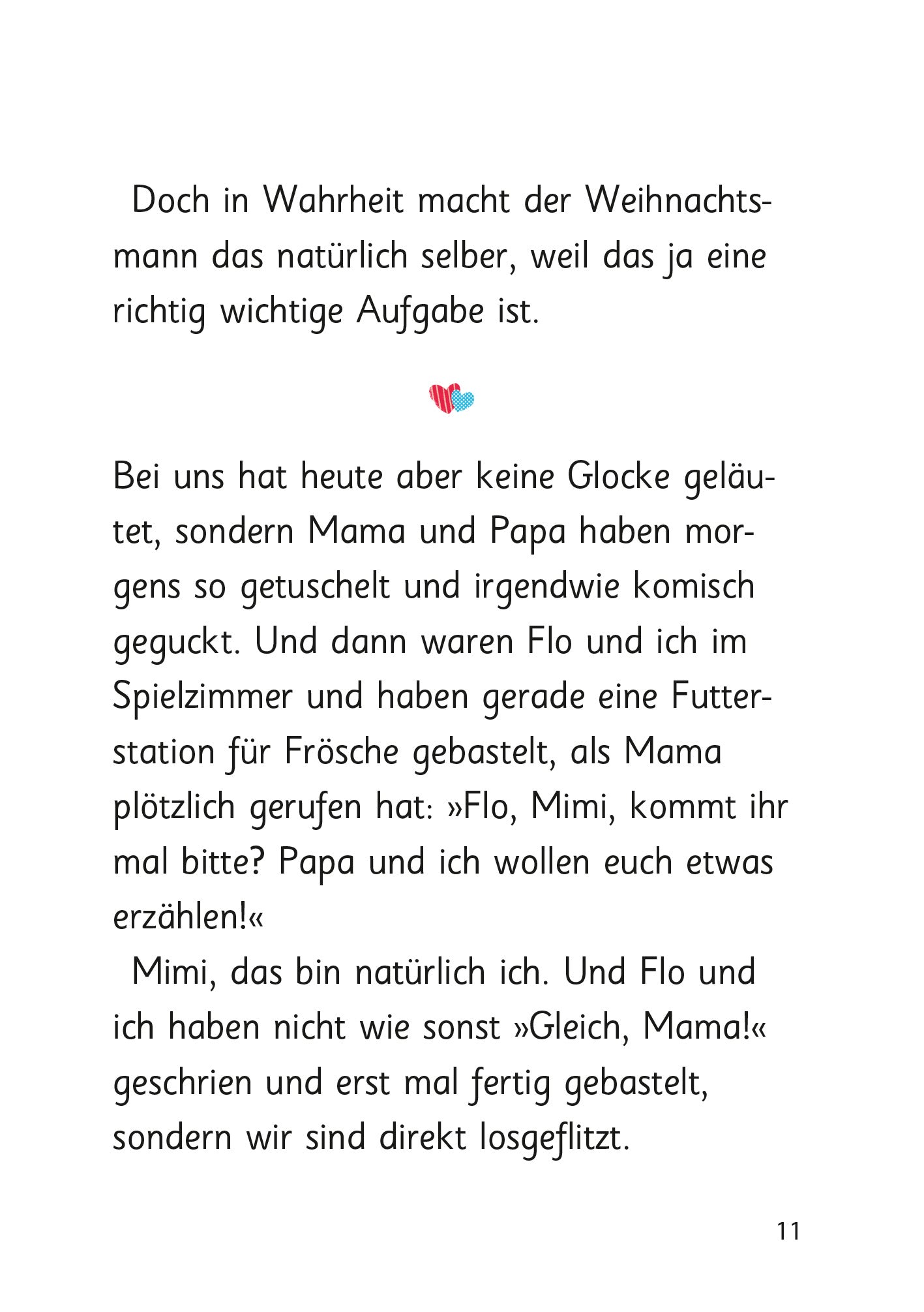 Gezeigt wird eine Innen- oder Zusatzansicht von „Ziemlich beste Schwestern – Total schief gewickelt“. Auf der Seite sind zwei Absätze in schwarzer Schrift auf einem weißen Hintergrund zu sehen. Die Typografie ist einfach und gut lesbar.