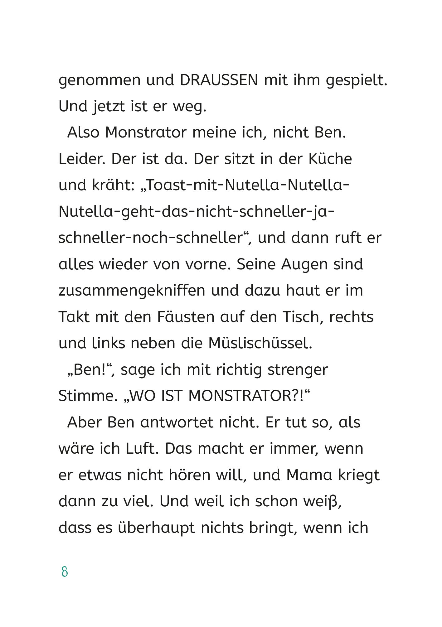 Gezeigt wird eine Innen- oder Zusatzansicht von „Ich und meine Chaos-Brüder – Beste Party aller Zeiten“. Die Seite ist in einem klaren Layout gehalten, mit zentrierter Typografie in gut lesbarem Schwarz auf einem weißen Hintergrund.