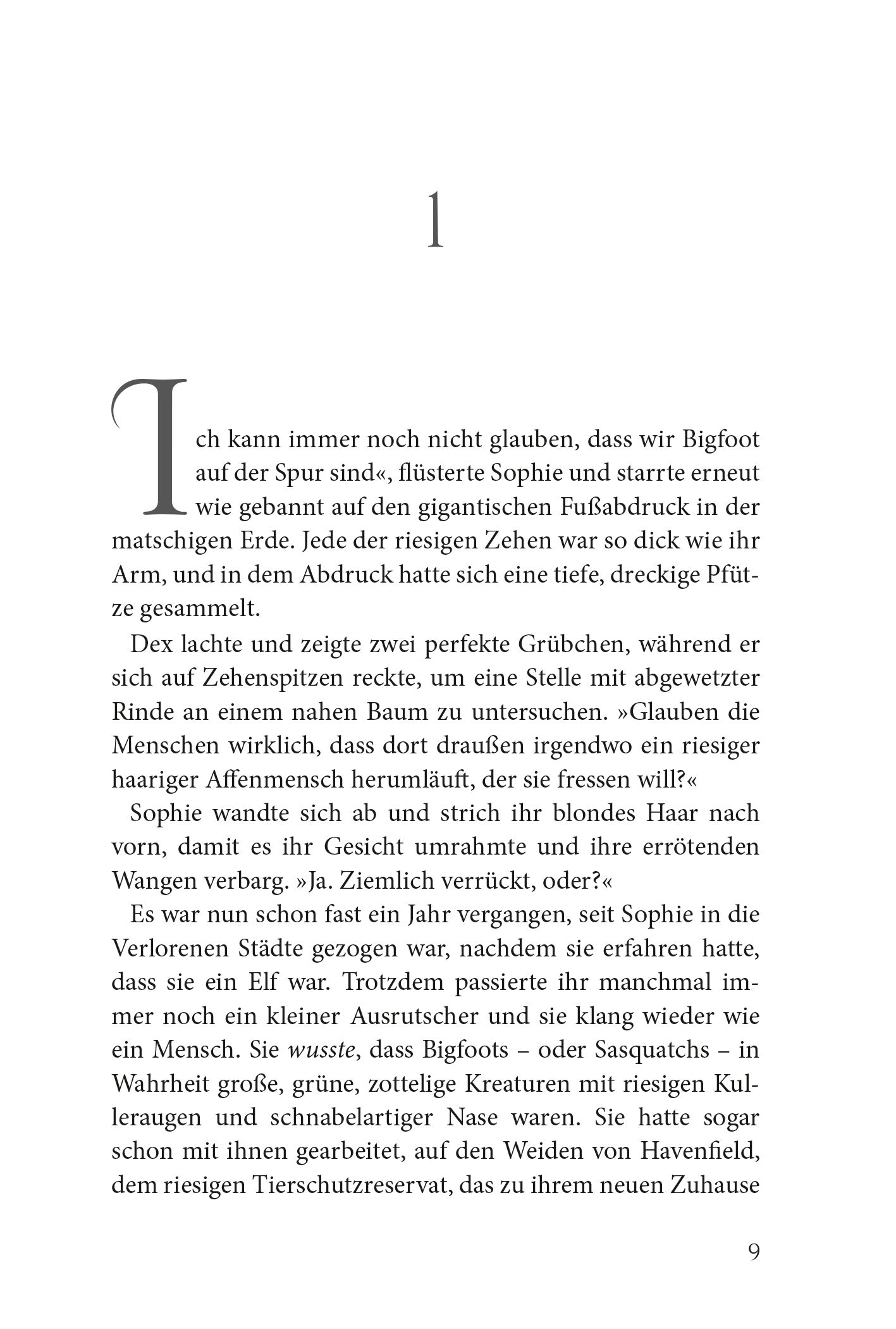Gezeigt wird eine Innen- oder Zusatzansicht von „Keeper of the Lost Cities – Das Exil“. Der Text ist in einer gut lesbaren Serifenschrift gesetzt und in Schwarz gehalten. Die Seiten sind hell, was eine angenehme Lesbarkeit fördert.