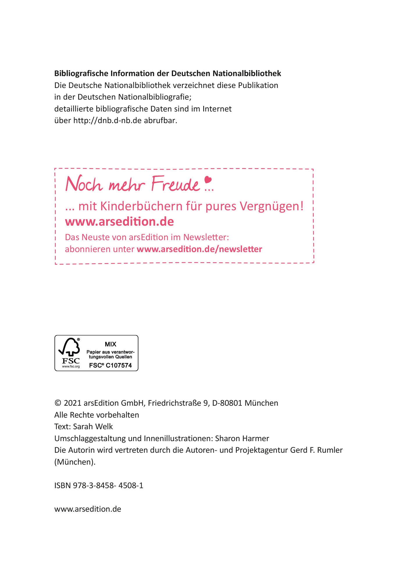 Gezeigt wird eine Innen- oder Zusatzansicht von „Ziemlich beste Schwestern – Spaghetti mit Konfetti“. Die Seite zeigt das Impressum mit bibliografischen Informationen. Die Schrift ist klar und gut lesbar.