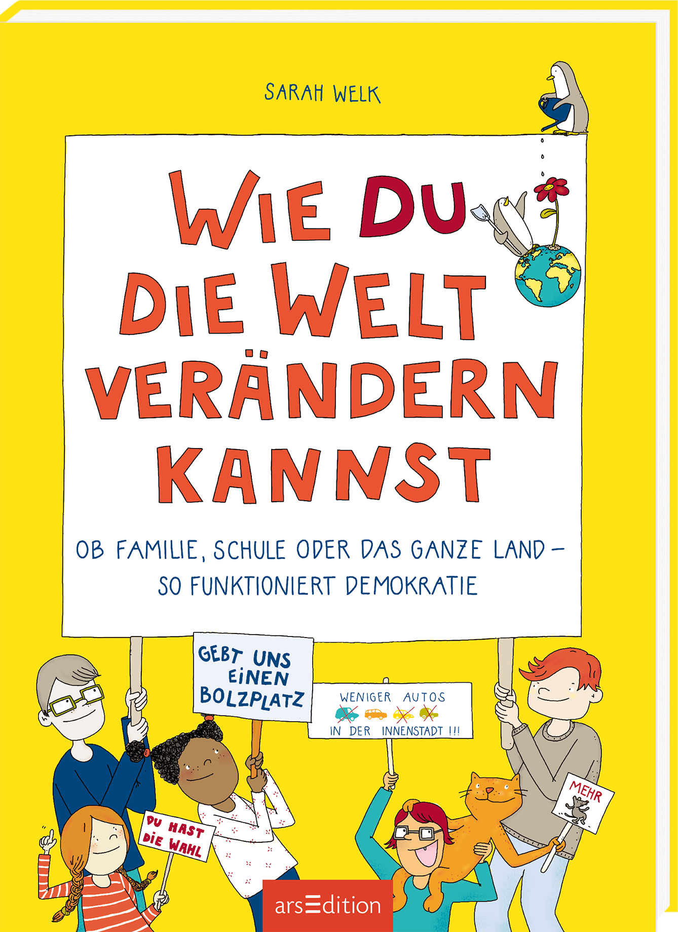 man sieht die 3D-Ansicht des Buches. Das Buchcover zeigt ein fröhliches, cartoonhaftes Einhorn mit einer pinken Mähne in einer bunten Naturkulisse. Neben dem Einhorn sind ein lächelnder Hase und ein Vogel abgebildet. Der Hintergrund ist in sanften Blau- und Grüntönen gehalten, während der Titel „ZAUBERBILDER“ in bunten, verspielten Buchstaben hervorsticht. Darunter steht in einer hellblauen Schrift „Einhörner“. Ganz unten mittig steht der Logoschriftzug von arsEdition.