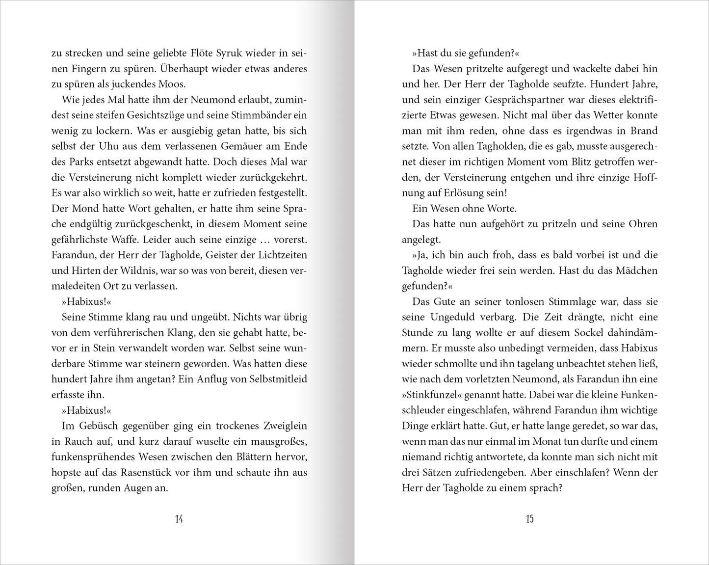 Gezeigt wird eine Innen- oder Zusatzansicht von „Dämmernachtstraum“. Die Seiten sind klar strukturiert, mit einer eleganten Typografie in schwarz auf weißem Hintergrund. Der Text ist gut lesbar, die Zeilenabstände großzügig. Auf der linken Seite ist eine fortlaufende Erzählung zu finden, während die rechte Seite ein Zitat markiert. Die Seitenzahlen sind dezent am unteren Rand platziert. Gesamten Eindruck vermittelt die Atmosphäre einer tiefgründigen und fesselnden Geschichte.