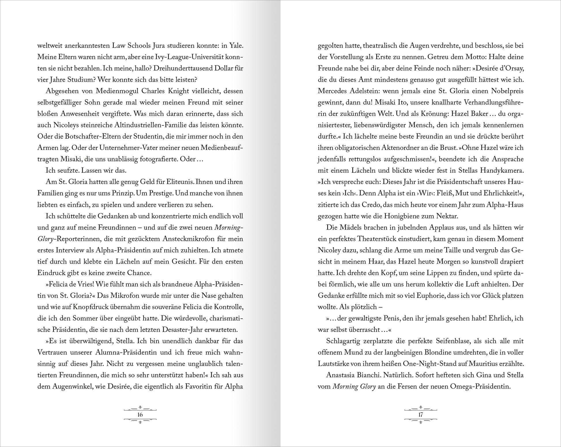 Gezeigt wird eine Innenansicht von „Game of Hearts – No Rules“. Die Doppelseite enthält einen durchgehenden, gut lesbaren Text in Schwarz auf hellem Hintergrund. Die Schriftart ist modern und klar strukturiert. Die Absätze sind ausreichend voneinander getrennt, was die Lesbarkeit fördert. Grafische Elemente oder Bilder sind nicht vorhanden, wodurch der Fokus auf dem Inhalt liegt. Die Anordnung der Textelemente sorgt für einen harmonischen und ansprechenden Gesamteindruck.