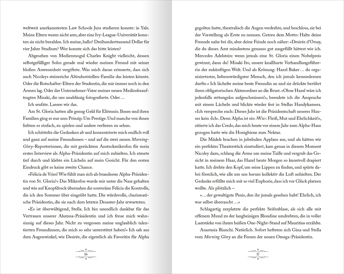 Gezeigt wird eine Innenansicht von „Game of Hearts – No Rules“. Die Doppelseite enthält einen durchgehenden, gut lesbaren Text in Schwarz auf hellem Hintergrund. Die Schriftart ist modern und klar strukturiert. Die Absätze sind ausreichend voneinander getrennt, was die Lesbarkeit fördert. Grafische Elemente oder Bilder sind nicht vorhanden, wodurch der Fokus auf dem Inhalt liegt. Die Anordnung der Textelemente sorgt für einen harmonischen und ansprechenden Gesamteindruck.