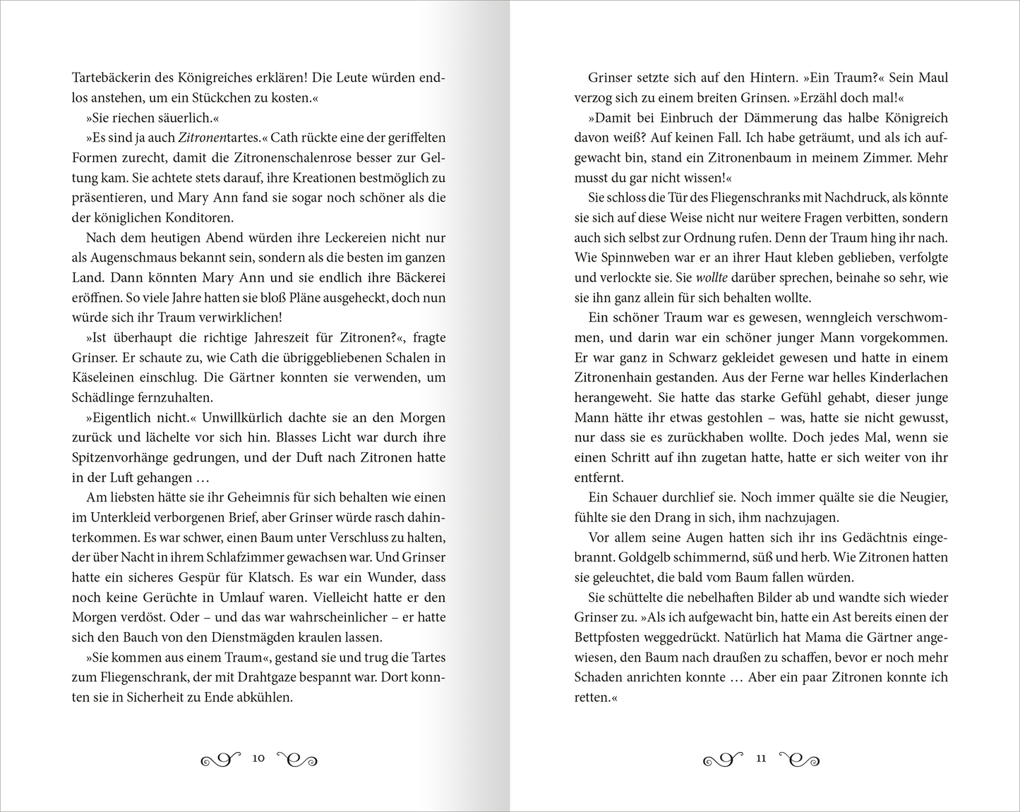 Gezeigt wird eine Innen- oder Zusatzansicht von „Star-Crossed Hearts“. Die Seiten sind hell und elegant gestaltet, geprägt von einer feinfühligen typografischen Auswahl. Die Schrift ist klar und gut lesbar, mit einer Mischung aus Serifenschriften und geschwungenen Elementen, die dem Text eine besondere Note verleihen. Der Text befindet sich in einem einspaltigen Layout und enthält ansprechende Absätze, die den Lesefluss fördern. Die Seitenränder sind großzügig und sorgen für...