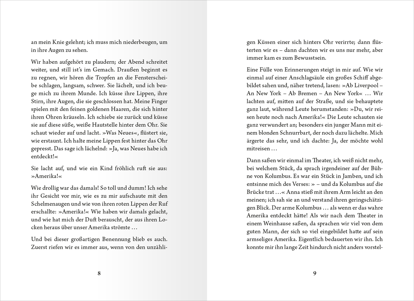 Gezeigt wird eine Innen- oder Zusatzansicht von „Die kleine Bibliothek der positiven Gefühle: Neubeginn“. Die Doppelseite präsentiert einen Fließtext in schwarzer Schrift auf hellem Hintergrund. Die Seiten sind durch eine klare, gut lesbare Serifenschrift gestaltet, die dem Text eine ansprechende Struktur verleiht. Der Text vermittelt emotionale Inhalte und wird von einer unauffälligen Seitenzählung begleitet. Die Seitenränder sind großzügig gehalten, um eine bessere Lesbarkeit zu...