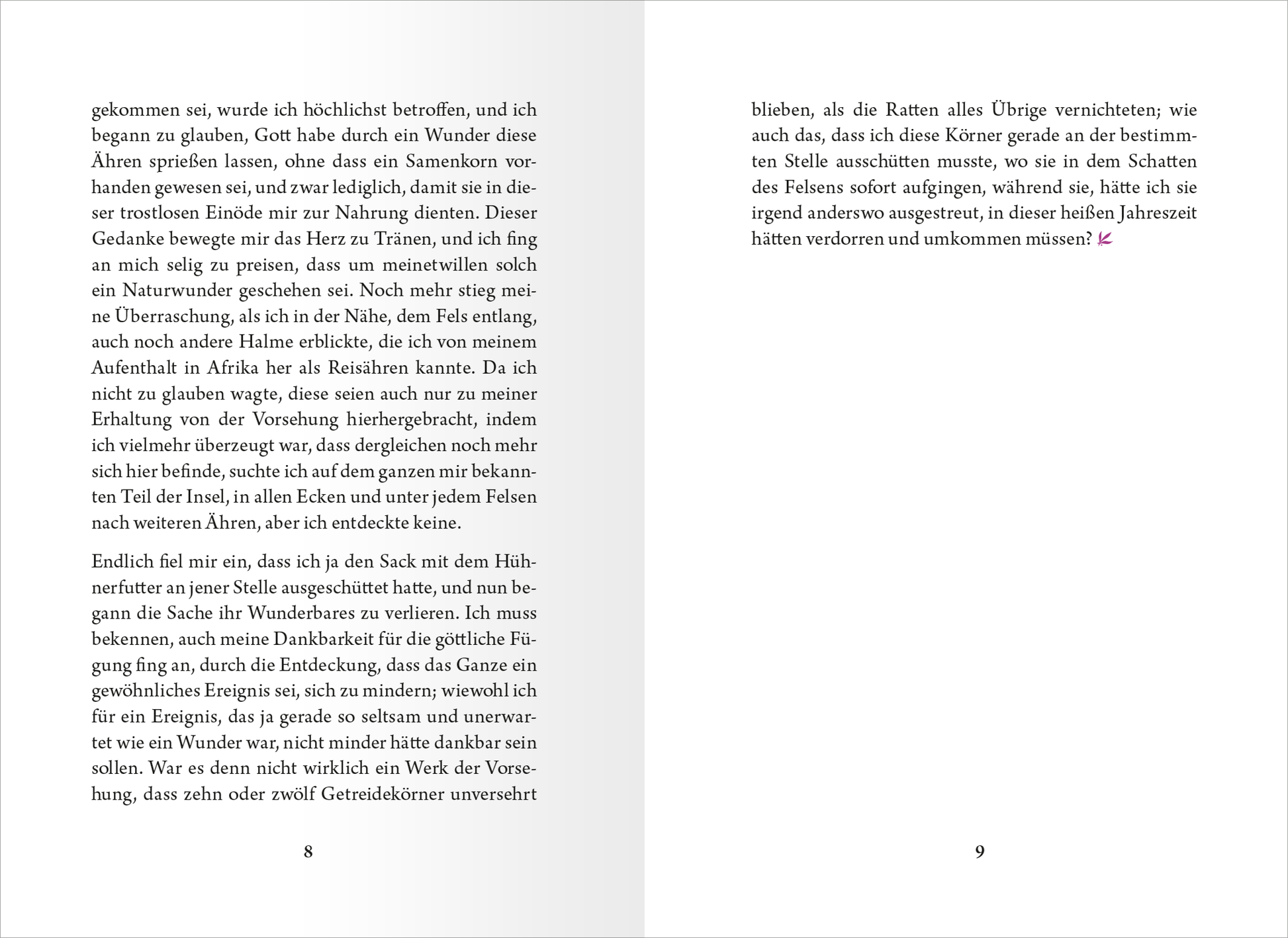 Gezeigt wird eine Innen- oder Zusatzansicht von „Die kleine Bibliothek der positiven Gefühle: Dankbarkeit“. Die Seite ist in einem schlichten, hellen Layout gehalten, mit schwarzem Text auf weißem Hintergrund. Die Schriftart ist klar und gut lesbar. Links befindet sich ein längerer Textabschnitt, der von spirituellen Themen und Gedanken zur Dankbarkeit handelt, während die rechte Seite schlicht bleibt. Die gesamte Gestaltung unterstützt die Lesbarkeit und fördert ein angenehmes...