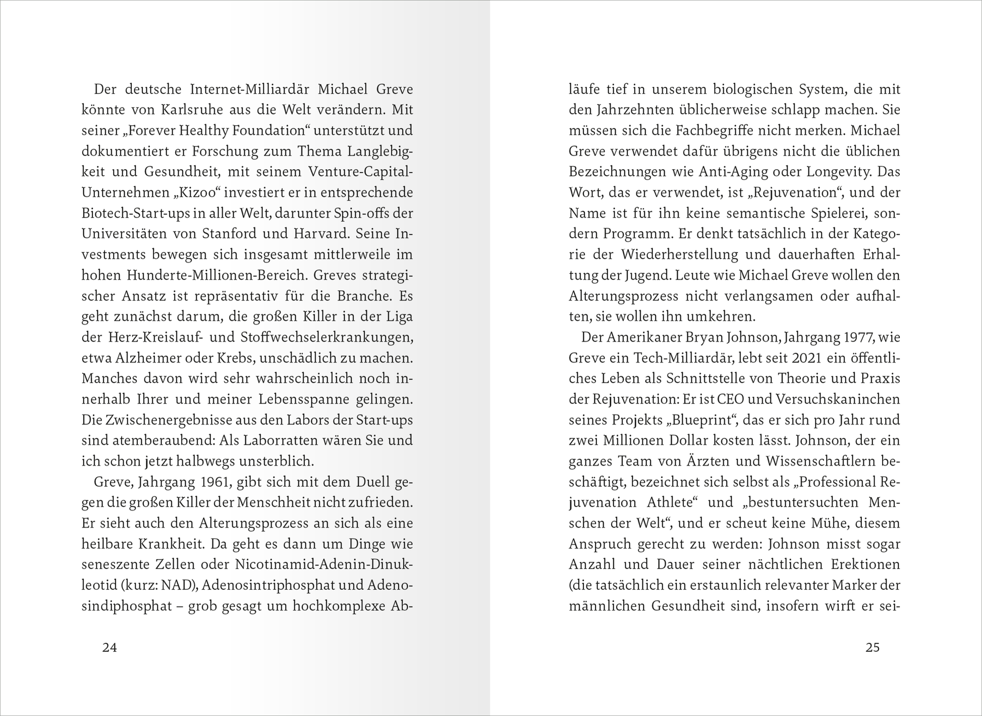 Gezeigt wird eine Innen- oder Zusatzansicht von „Endlich 7 Tage Wochenende“. Die Seiten sind in einem klaren, gut lesbaren Layout gestaltet, mit einem weißen Hintergrund und schwarzer Schrift. Die typografische Gestaltung ist funktional, wobei Absätze durch ausreichend Platz voneinander getrennt sind. Einige Passagen besitzen herausgehobene Schriftarten oder fettete Texte, um wichtige Informationen zu kennzeichnen. Der Text behandelt das Thema Gesundheit und Biotechnologie, angereichert...