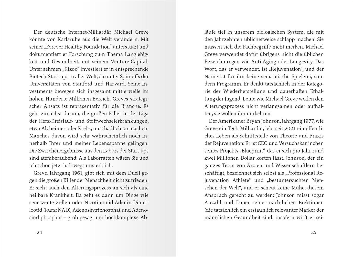 Gezeigt wird eine Innen- oder Zusatzansicht von „Endlich 7 Tage Wochenende“. Die Seiten sind in einem klaren, gut lesbaren Layout gestaltet, mit einem weißen Hintergrund und schwarzer Schrift. Die typografische Gestaltung ist funktional, wobei Absätze durch ausreichend Platz voneinander getrennt sind. Einige Passagen besitzen herausgehobene Schriftarten oder fettete Texte, um wichtige Informationen zu kennzeichnen. Der Text behandelt das Thema Gesundheit und Biotechnologie, angereichert...