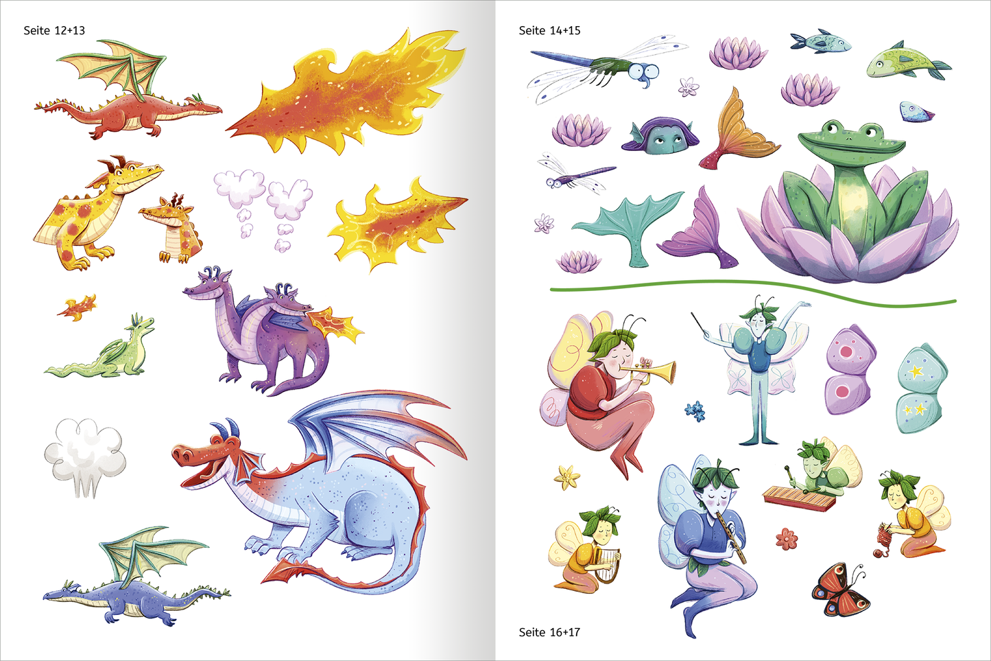 Gezeigt wird eine Innen- oder Zusatzansicht von „Mit Stickern Lesen lernen – Im Zauberwald“.