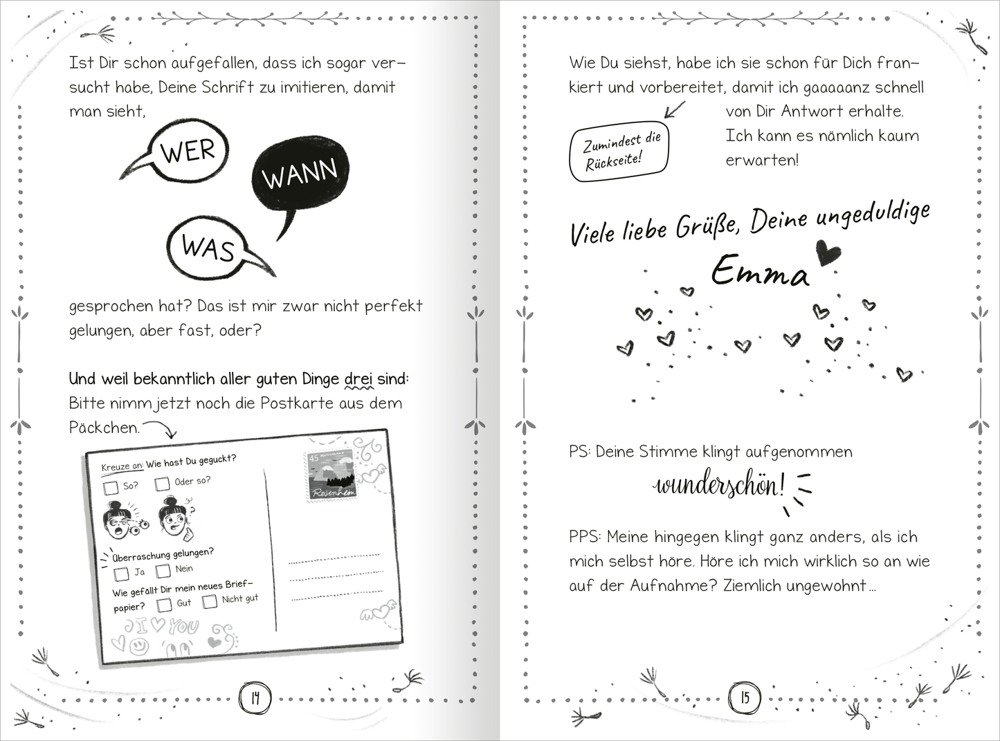 Gezeigt wird eine Innen- oder Zusatzansicht von „PS: Du bist die Schönste!“.