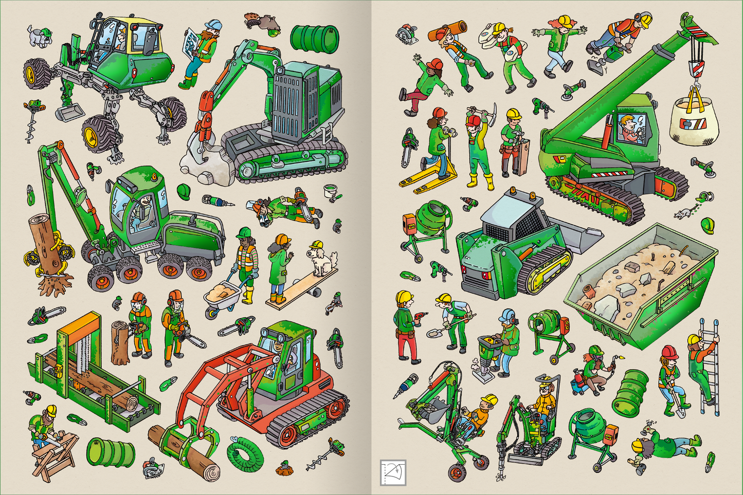 Gezeigt wird eine Innen- oder Zusatzansicht von „Das Metallic-Stickerbuch – Baustelle“.