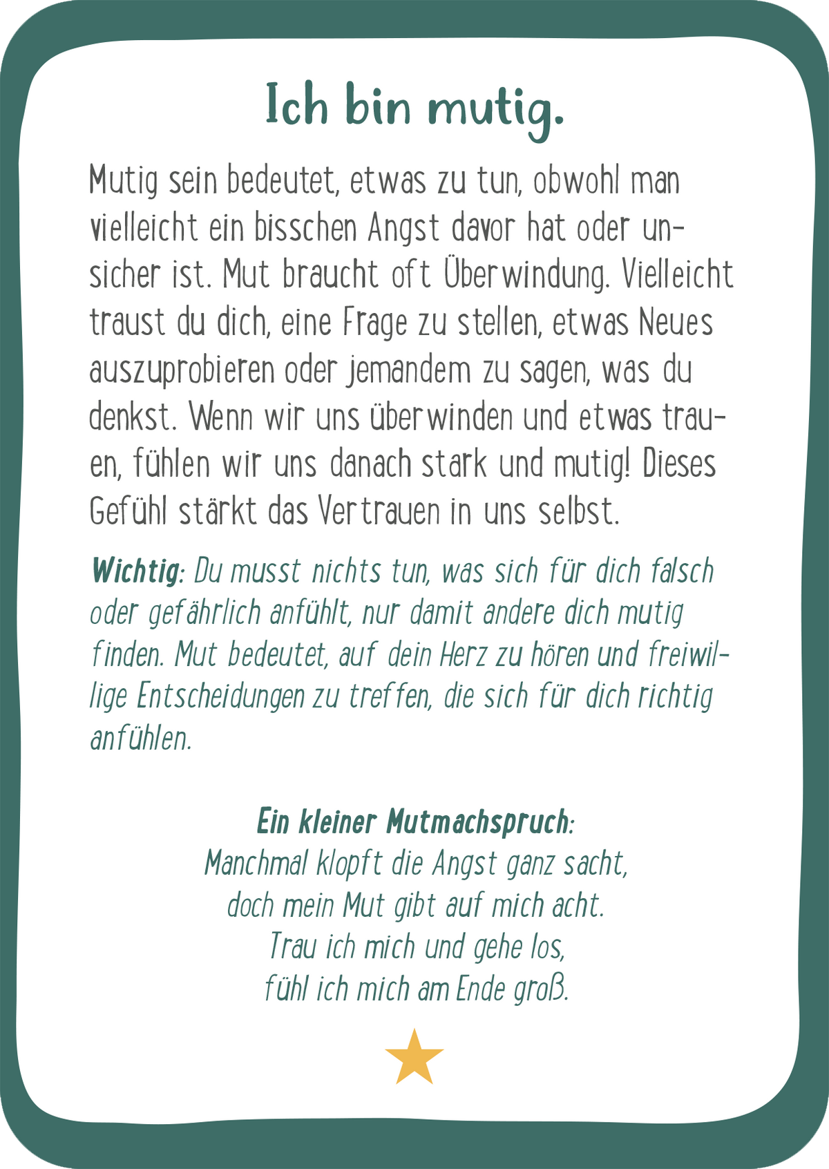 Gezeigt wird eine Innen- oder Zusatzansicht von „Herz- und Mutmachkarten“.
