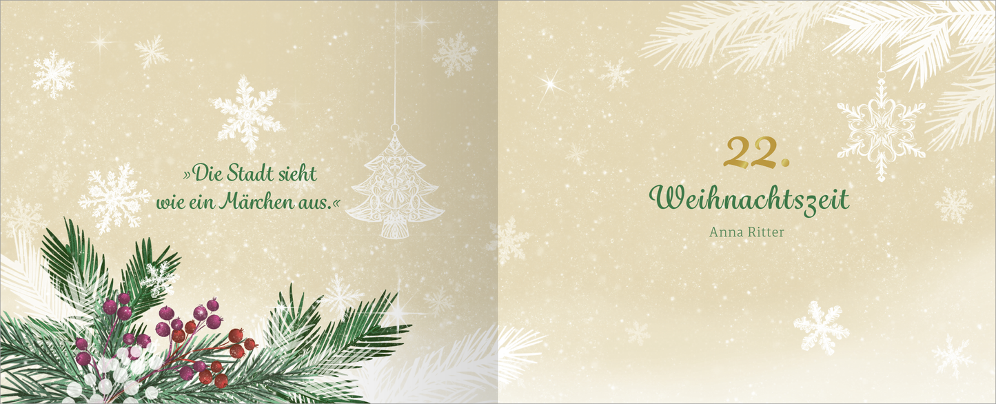 Gezeigt wird eine Innen- oder Zusatzansicht von „Lichterglanz & Winterzauber – 24 weihnachtliche Geschichten“.