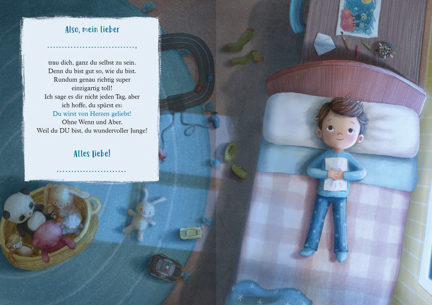 Gezeigt wird eine Innen- oder Zusatzansicht von „Für einen wundervollen Jungen wie dich“.