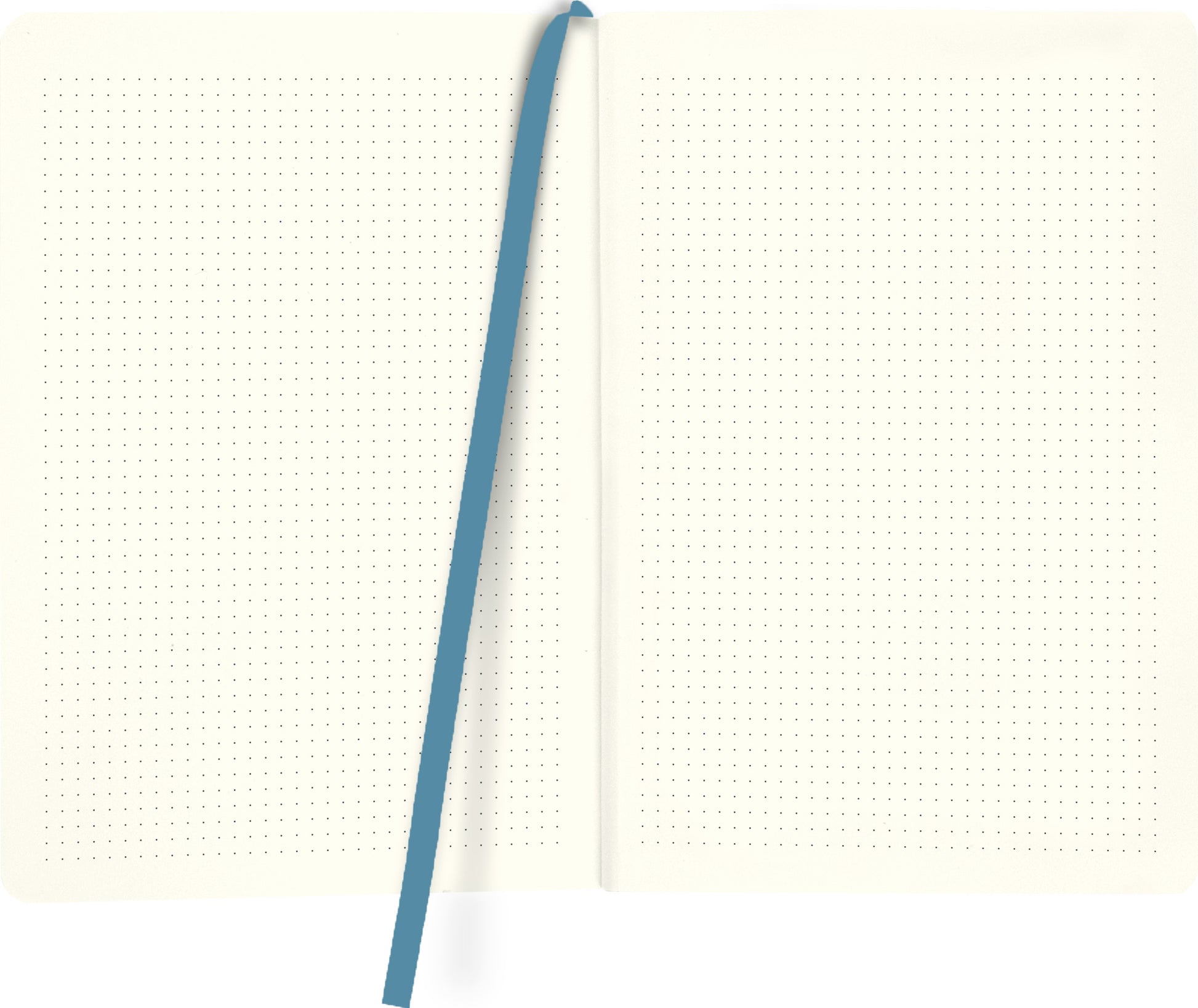 Gezeigt wird eine Innen- oder Zusatzansicht von „myNOTES Notizbuch A5: No Risk no magic“. Die Doppelseite zeigt ein leicht cremefarbenes Papier mit feinen, blauen Punkten, die das Schreiben und Zeichnen erleichtern. In der Mitte befindet sich ein auffälliges, türkisfarbenes Lesezeichen, das elegant zwischen den Seiten liegt. Die sanften Farben und die klare Typografie schaffen eine ansprechende und moderne Atmosphäre, die zur Kreativität anregt.