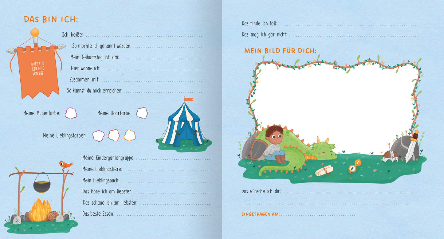 Gezeigt wird eine Innen- oder Zusatzansicht von „Meine Kindergartenfreunde – Ritter und Drachen“.