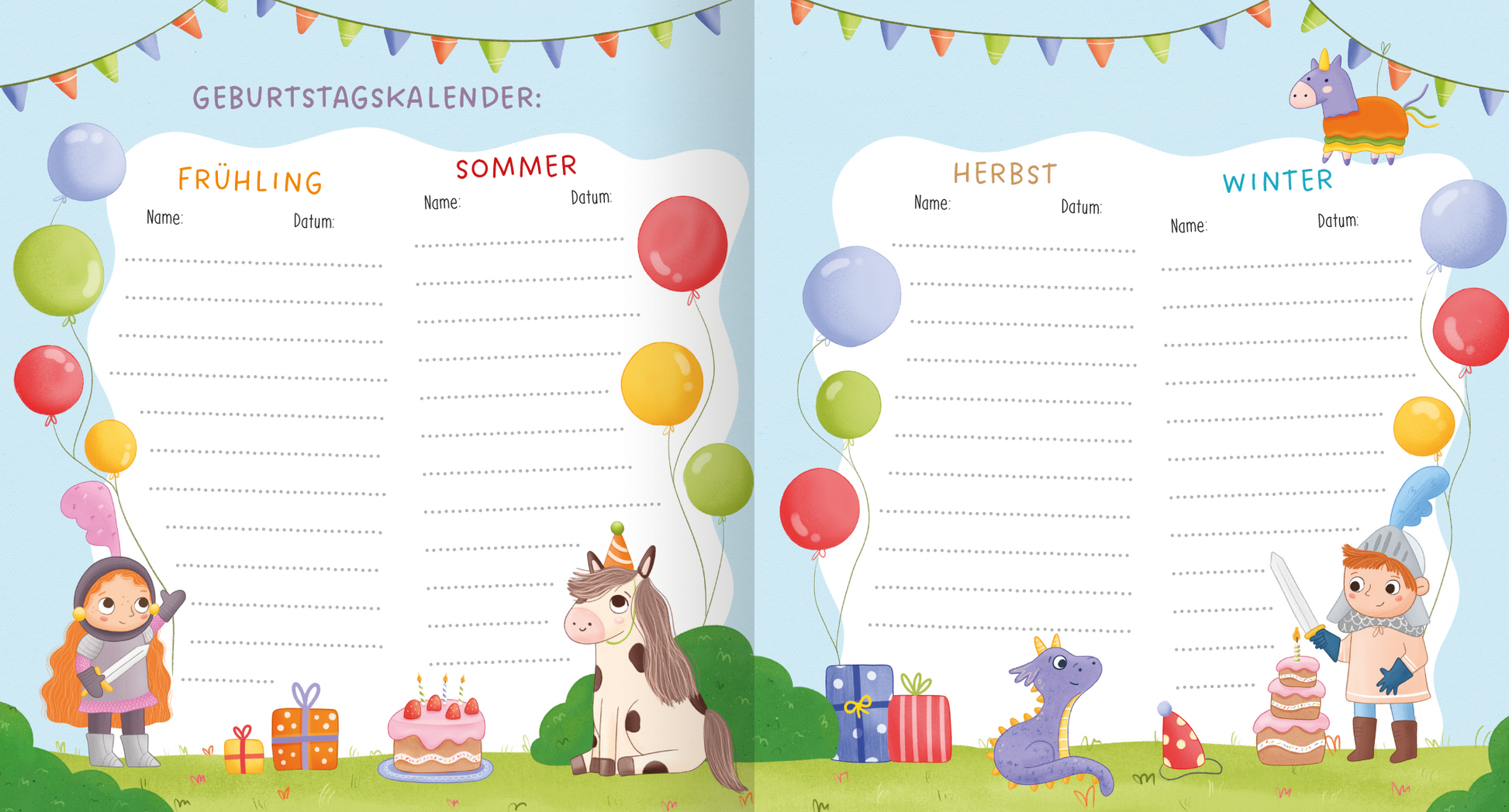 Gezeigt wird eine Innen- oder Zusatzansicht von „Meine Kindergartenfreunde – Ritter und Drachen“.