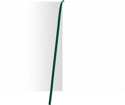 Gezeigt wird eine Innen- oder Zusatzansicht von „myNOTES Papeterie: Notizbuch A4 Naturschätze“. Die Seiten sind blanko, in einem sanften Weiß gehalten, was eine klare Schreibfläche bietet. Eine grüne Leseband markiert die Stelle im Notizbuch. Die Schrift ist modern und gut lesbar, während das gesamte Design schlicht und dennoch ansprechend wirkt, ideal für Notizen und kreative Ideen.