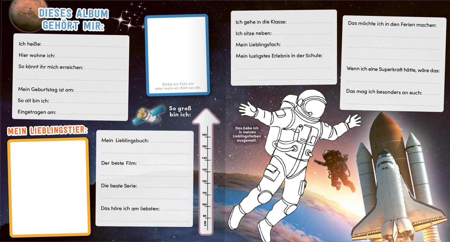 Gezeigt wird eine Innen- oder Zusatzansicht von „Meine Schulfreunde – Weltraum Astronaut“.
