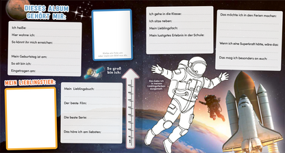 Gezeigt wird eine Innen- oder Zusatzansicht von „Meine Schulfreunde – Weltraum Astronaut“.