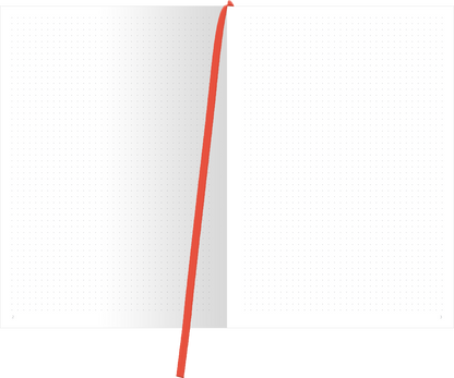 Gezeigt wird eine Innen- oder Zusatzansicht von „myNOTES Papeterie: Der Kleine Prinz Notizbuch A4“. Die Seiten sind im klassischen A4-Format, in sanftem Weiß mit kleinen, hellen Punkten gestaltet, die als Hilfslinien dienen. Ein markanter roter Lesezeichenband verleiht dem Notizbuch eine lebendige Note. Die Typografie ist klar und modern, wodurch eine einfache Lesbarkeit gewährleistet ist.
