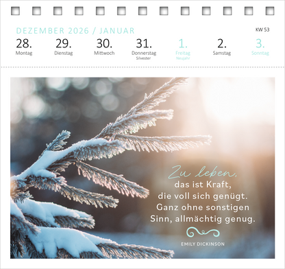 Gezeigt wird eine Innen- oder Zusatzansicht von „Postkartenkalender 365 Tage Sonne im Herzen 2027“.