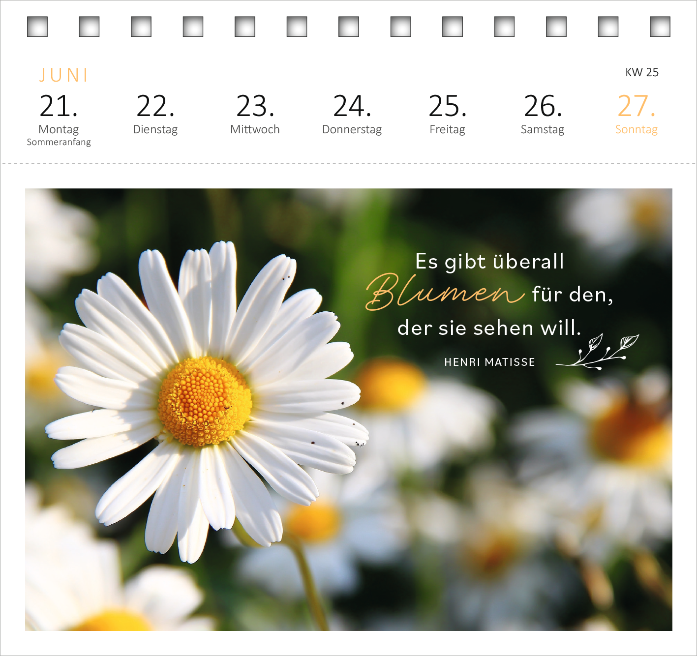 Gezeigt wird eine Innen- oder Zusatzansicht von „Postkartenkalender 365 Tage Sonne im Herzen 2027“.