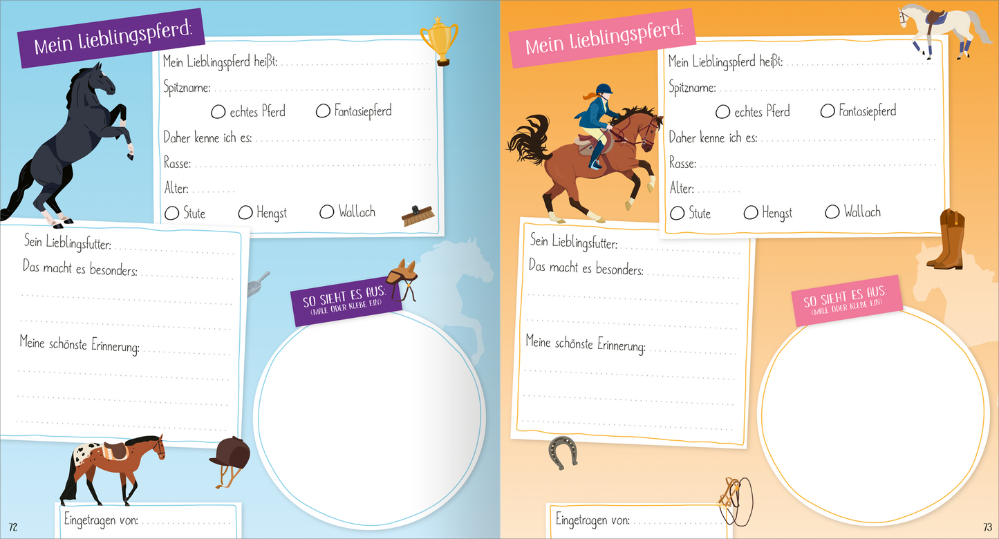 Gezeigt wird eine Innen- oder Zusatzansicht von „Meine Freunde – Pferde“.