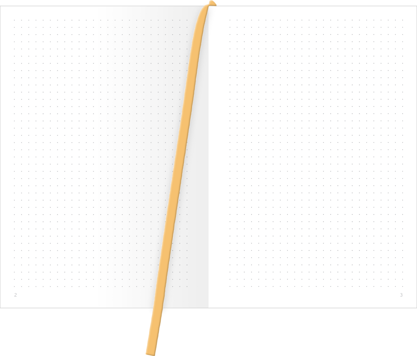 Gezeigt wird eine Innen- oder Zusatzansicht von „myNOTES Papeterie: Notizbuch A5 Simply, Katy – Bristol Harbour“. Die beiden offenen Seiten des Notizbuchs verfügen über ein minimalistisches Design mit kreuzweise angeordneten Punkten auf einem weißen Hintergrund. Ein leuchtend gelber Lesezeichenband zieht sich durch die Mitte und bietet einen interessanten Farbakzent. Die klare und moderne Typografie sorgt für eine ansprechende Lesbarkeit und unterstreicht die Funktionalität des...