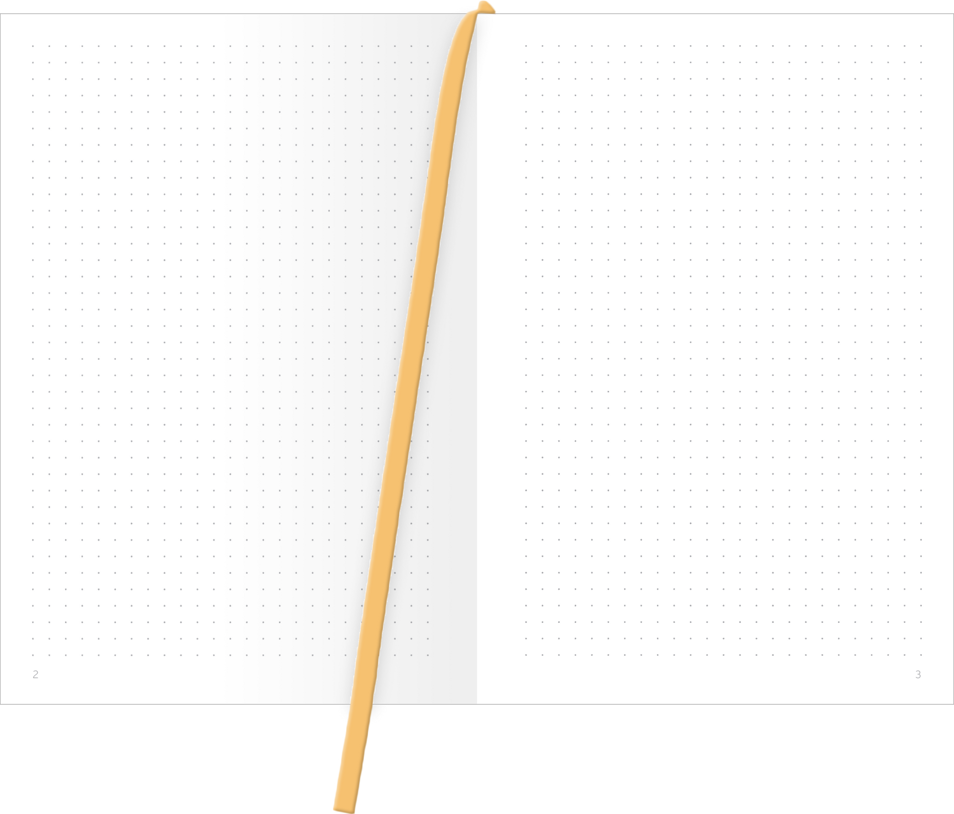 Gezeigt wird eine Innen- oder Zusatzansicht von „myNOTES Papeterie: Notizbuch A5 Simply, Katy – Bristol Harbour“. Die beiden offenen Seiten des Notizbuchs verfügen über ein minimalistisches Design mit kreuzweise angeordneten Punkten auf einem weißen Hintergrund. Ein leuchtend gelber Lesezeichenband zieht sich durch die Mitte und bietet einen interessanten Farbakzent. Die klare und moderne Typografie sorgt für eine ansprechende Lesbarkeit und unterstreicht die Funktionalität des...