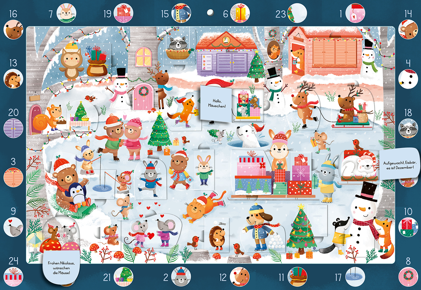 Gezeigt wird eine Innen- oder Zusatzansicht von „Mein Wimmel-Adventskalender: Fröhliches Schlittschuhlaufen“.
