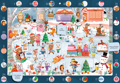 Gezeigt wird eine Innen- oder Zusatzansicht von „Mein Wimmel-Adventskalender: Fröhliches Schlittschuhlaufen“.