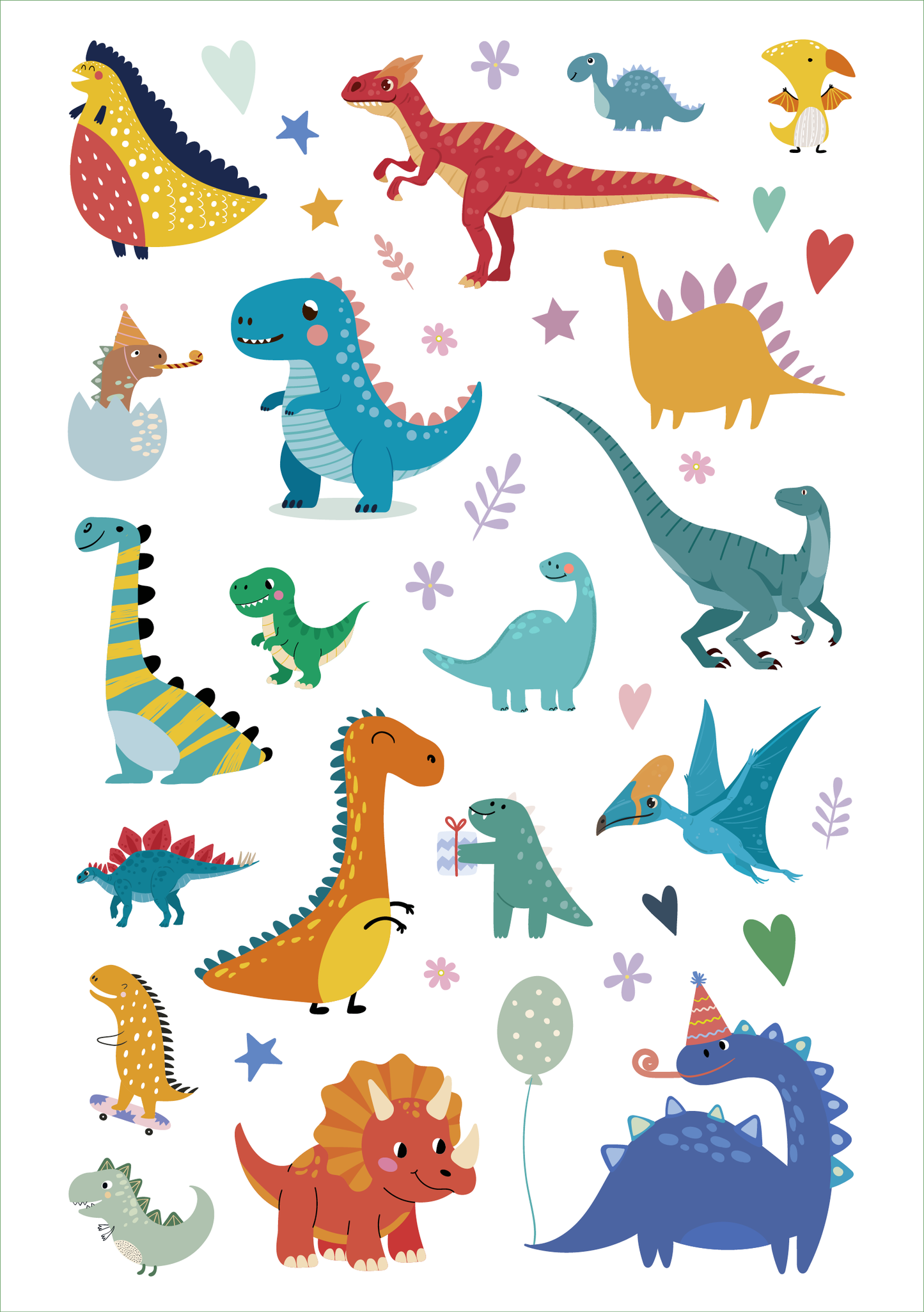 Gezeigt wird eine Innen- oder Zusatzansicht von „Glanz-Sticker – Dinosaurier“.