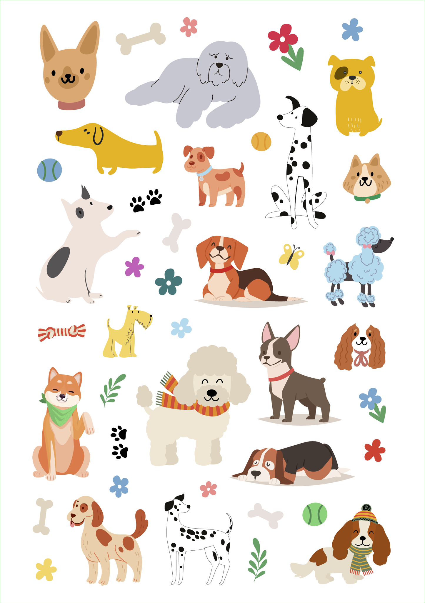 Gezeigt wird eine Innen- oder Zusatzansicht von „Glanz-Sticker – Hunde“.
