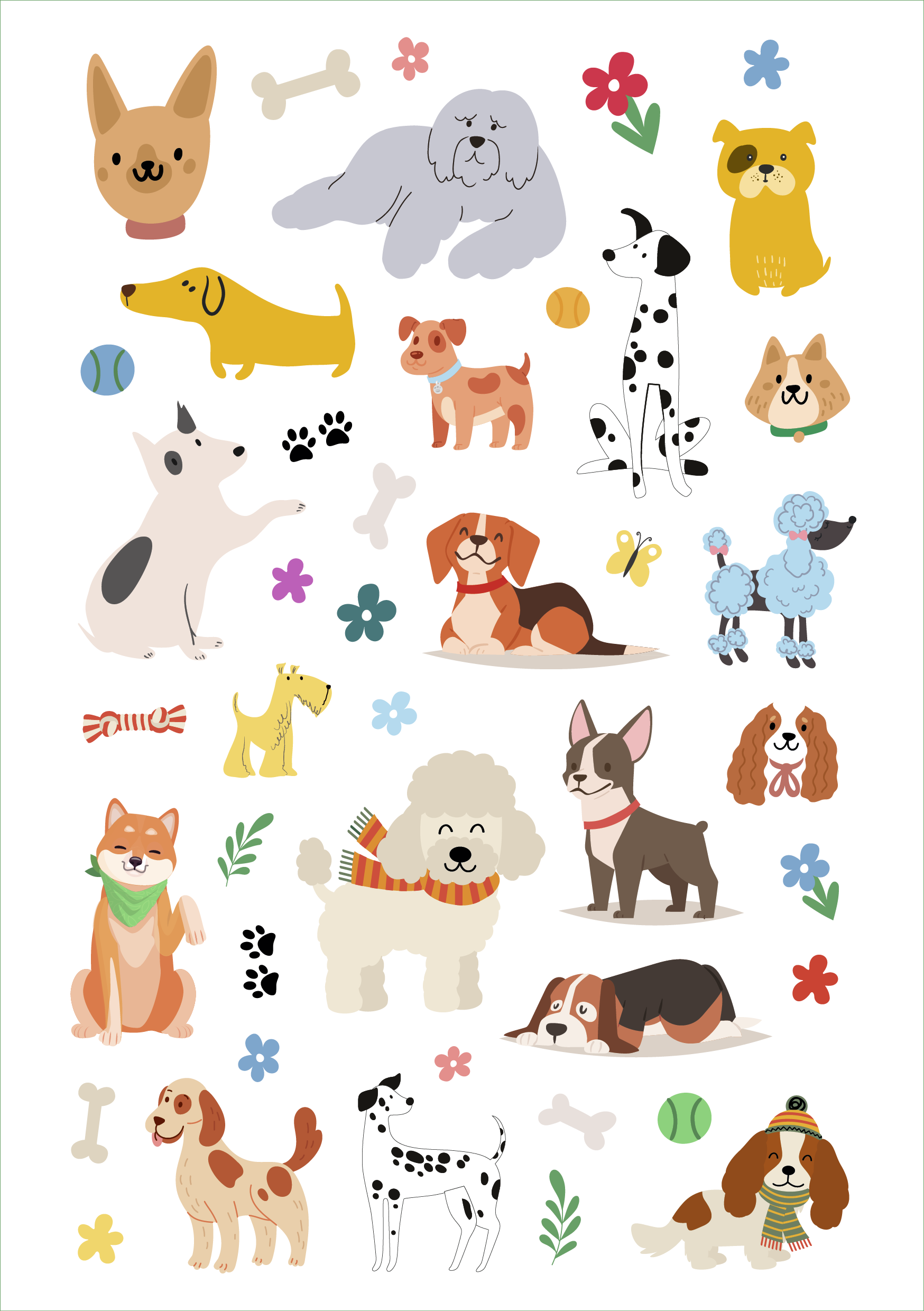 Gezeigt wird eine Innen- oder Zusatzansicht von „Glanz-Sticker – Hunde“.